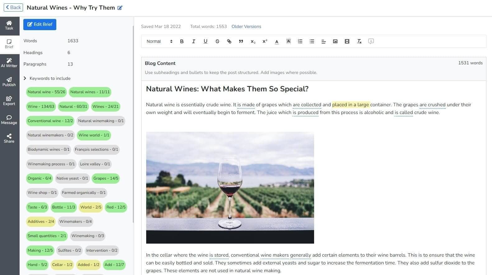 Alat SEO Konten - Pembuat konten singkat SEO Narrato