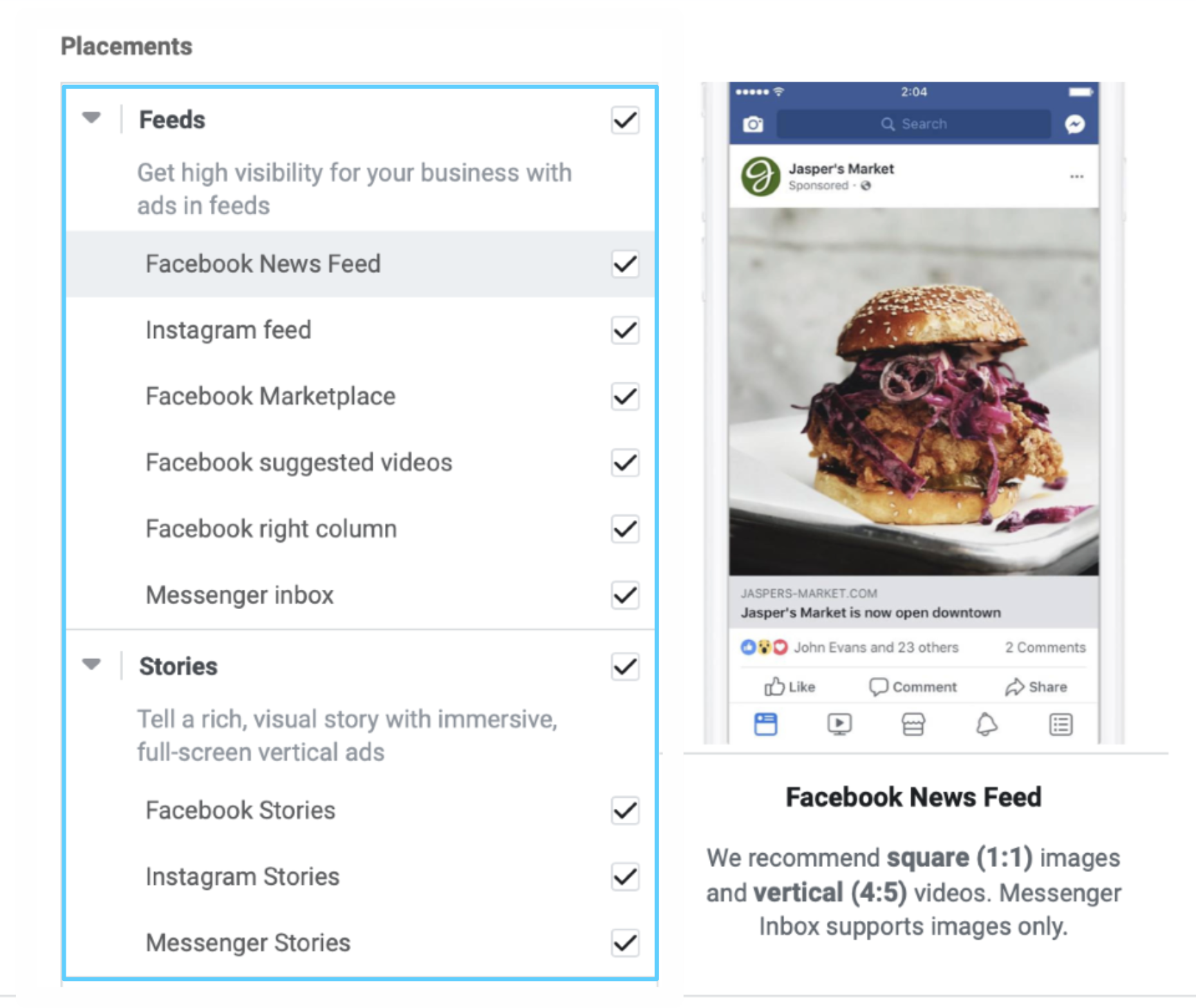 Facebook 广告位
