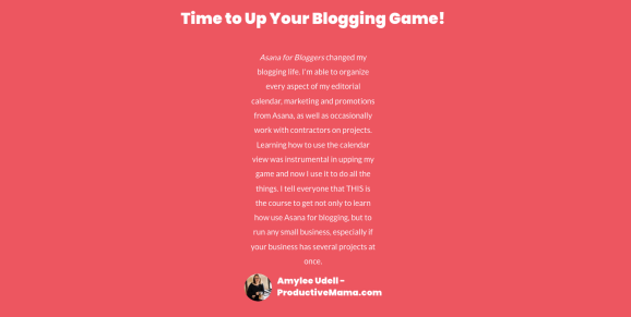 Exemples de pages de destination pour le marketing d'affiliation - Asana pour les blogueurs