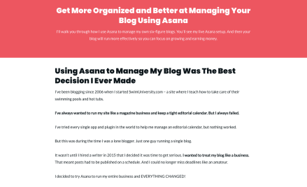 Exemples de pages de destination pour le marketing d'affiliation - Asana pour les blogueurs