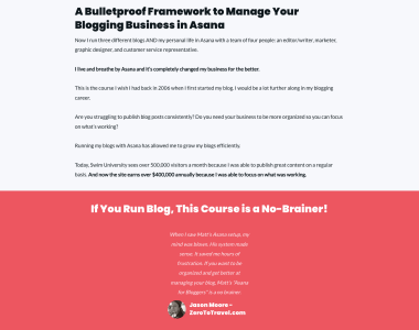 Exemples de pages de destination pour le marketing d'affiliation - Asana pour les blogueurs