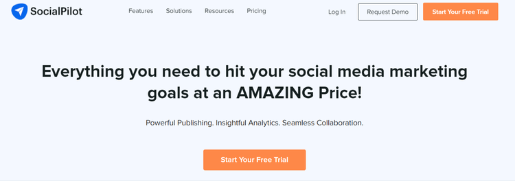 最高の代替バッファーの 1 つである SocialPilot のホームページのスクリーンショット