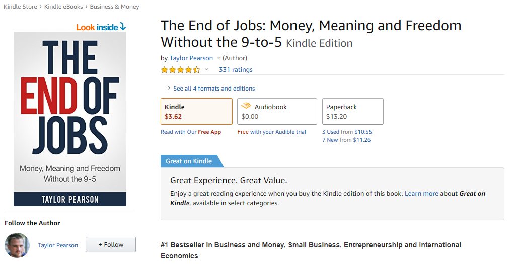 O fim dos empregos Significado e liberdade do dinheiro sem o eBook das 9 às 5 Taylor Pearson