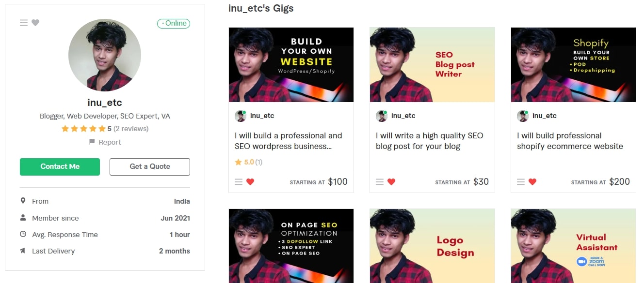 โปรไฟล์ Fiverr ของ Inu Etc