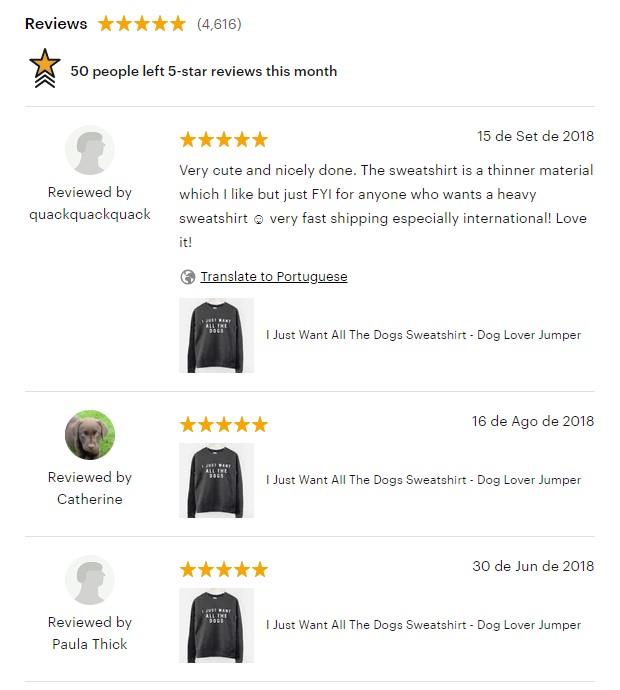 obter mais comentários caso etsy