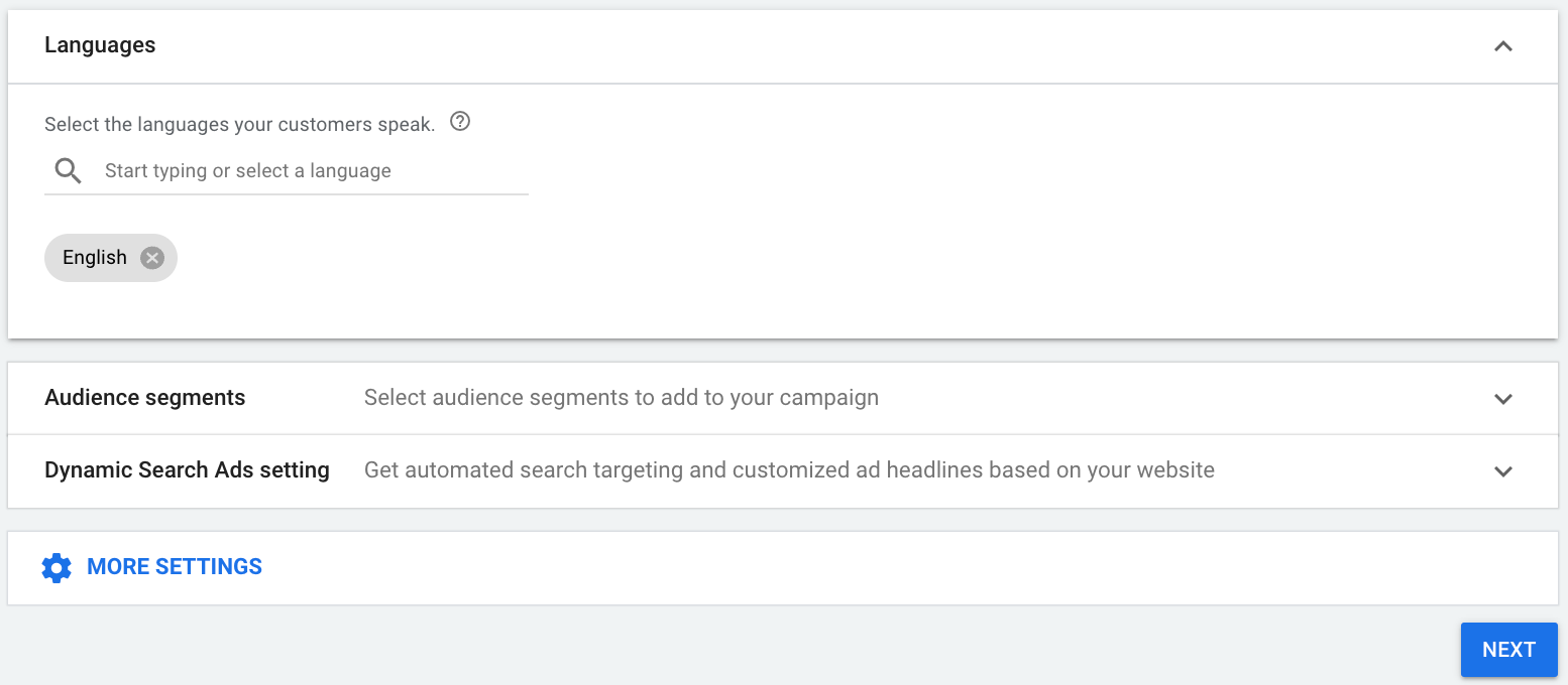 Bahasa dan setelan Google Ads