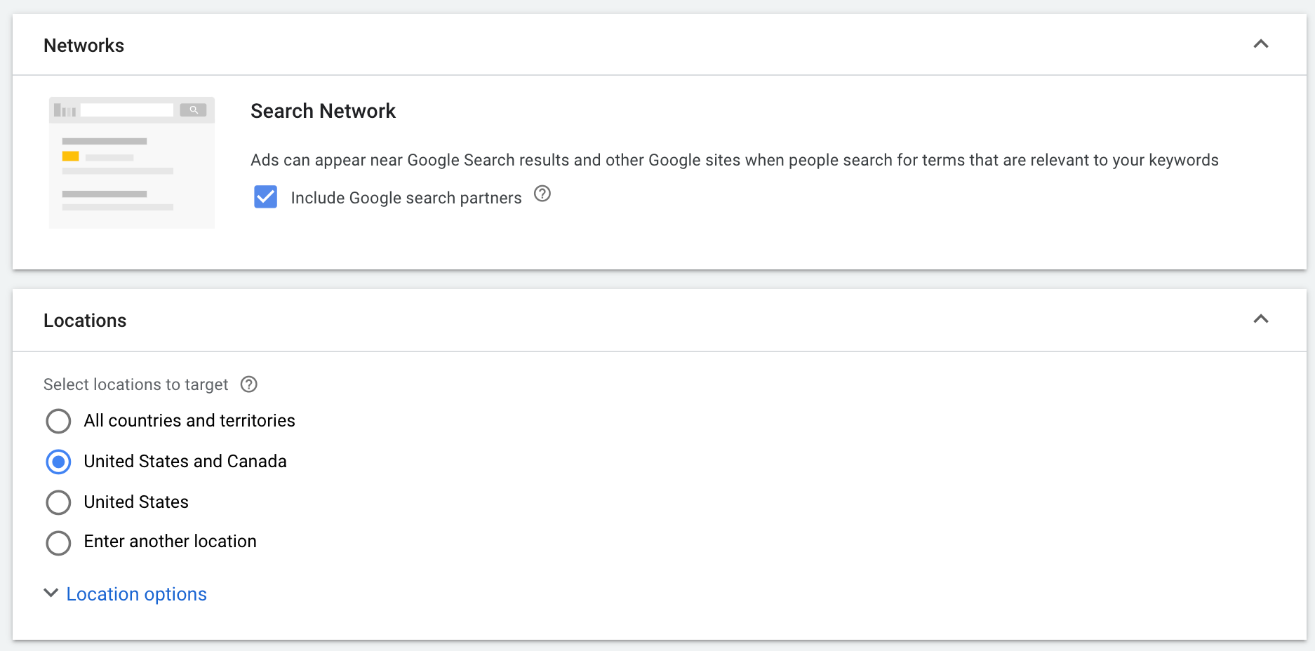 Jaringan dan lokasi Google Ads