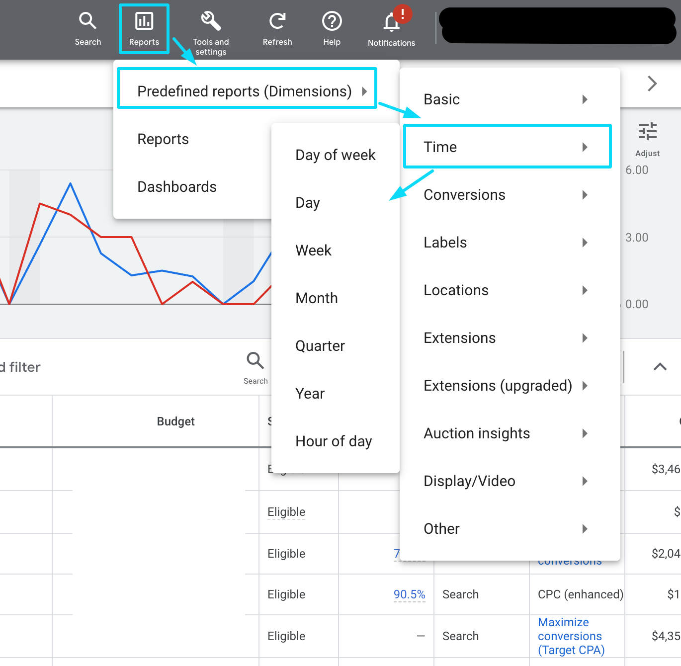 Rapporti sul tempo di Google Ads