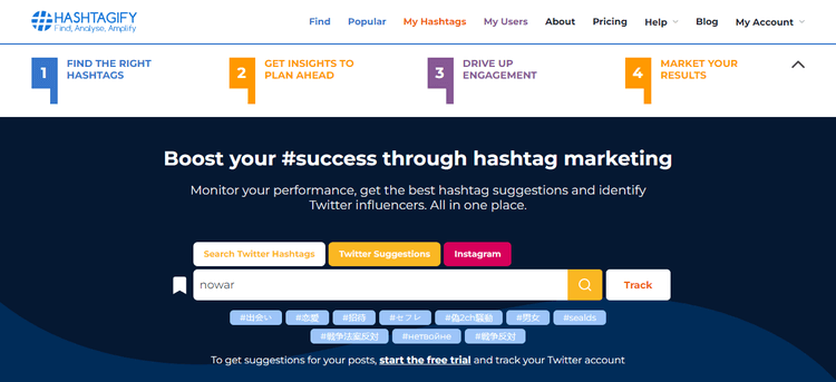 Hashtagify 主页截图