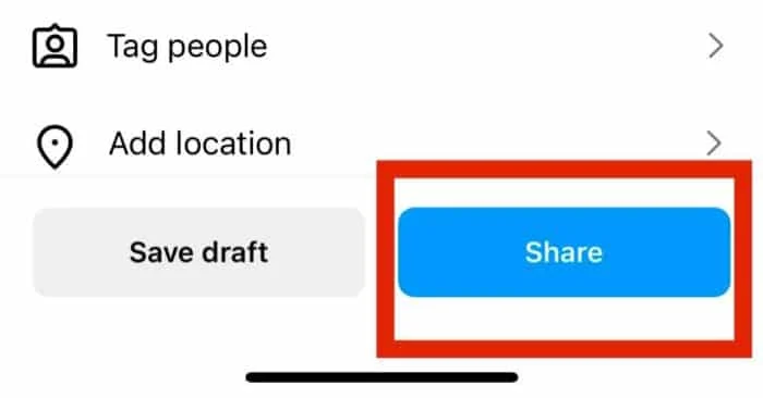 Instagram 卷轴“分享”按钮的屏幕截图