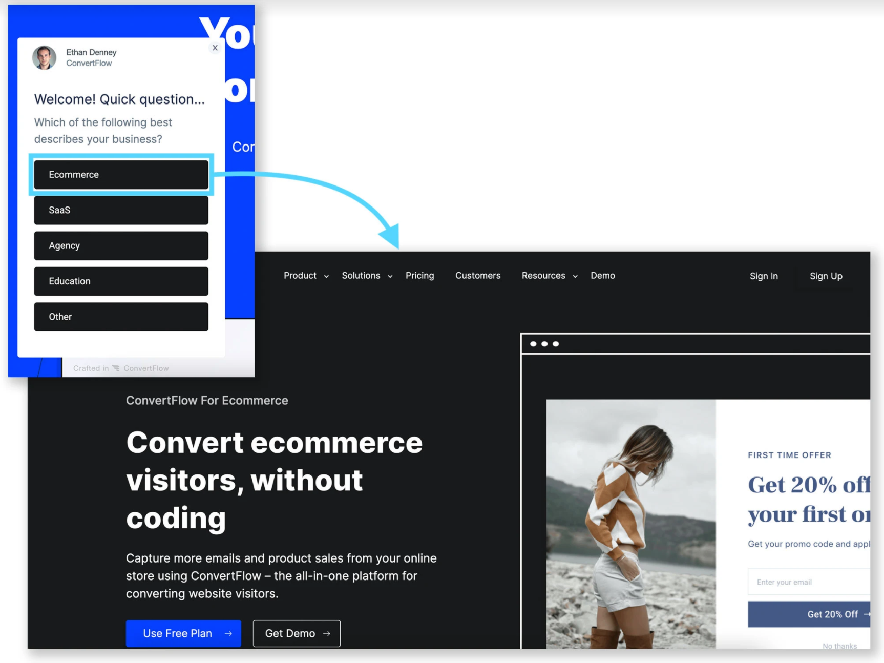 Chatbot di e-commerce ConvertFlow