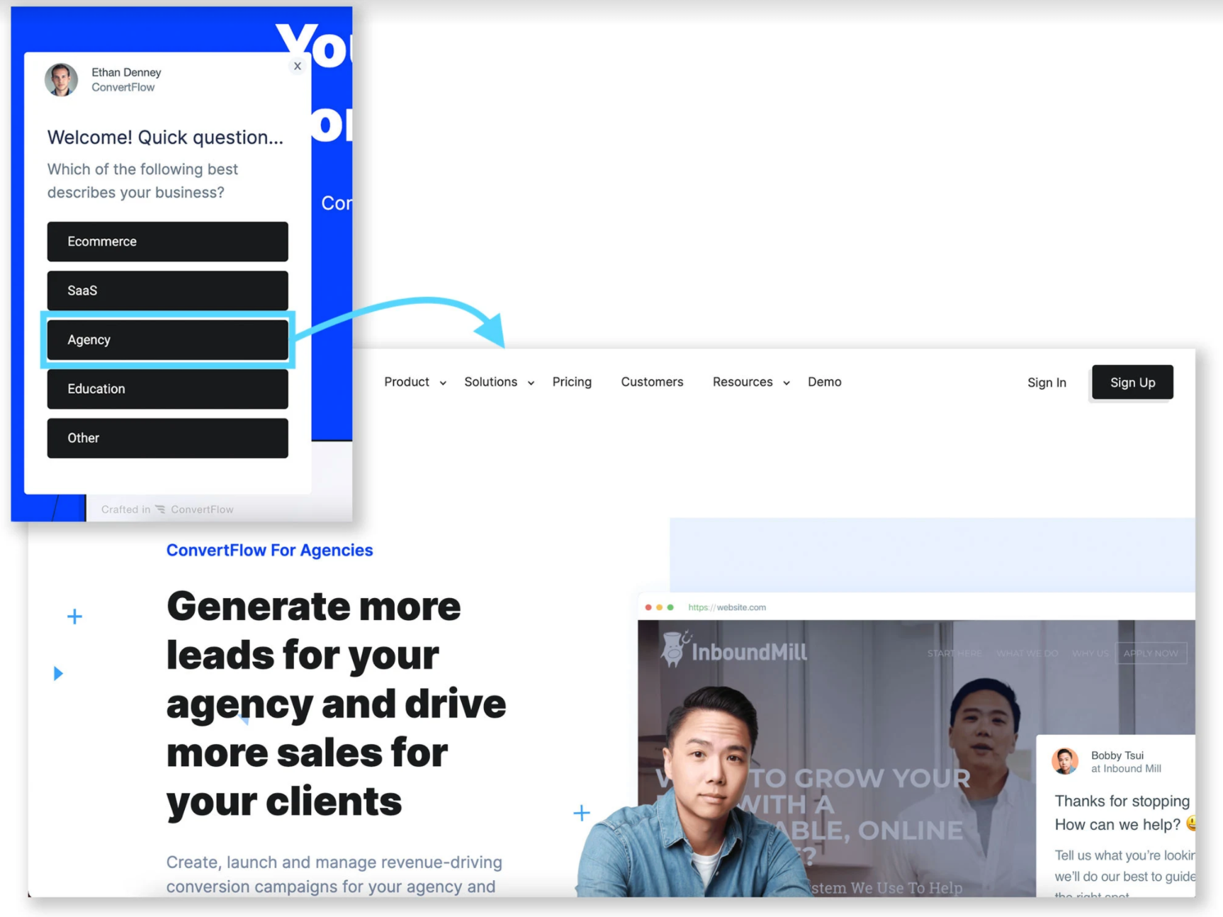 Chatbot dell'agenzia ConvertFlow