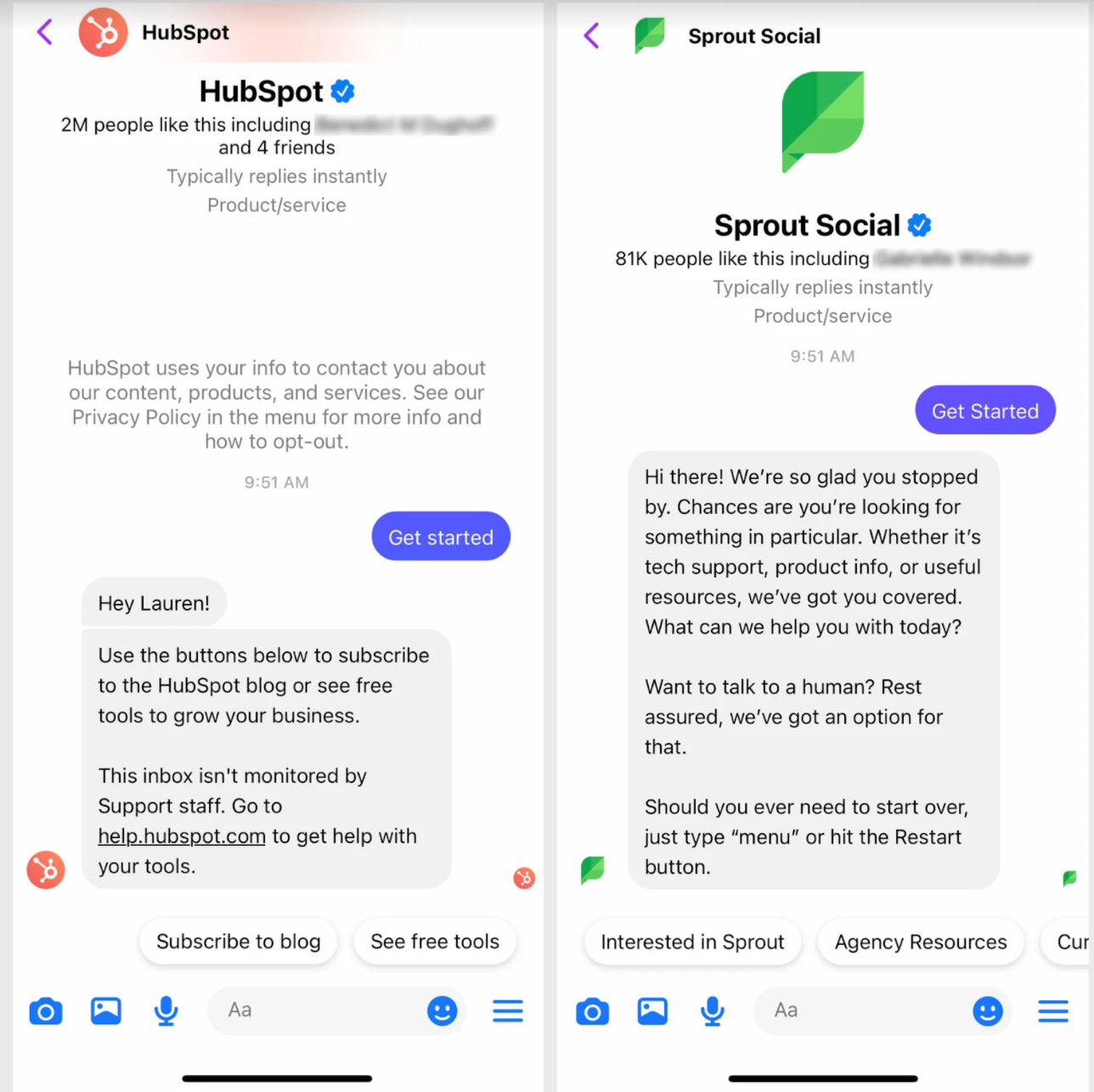 messaggi di risposta del chatbot