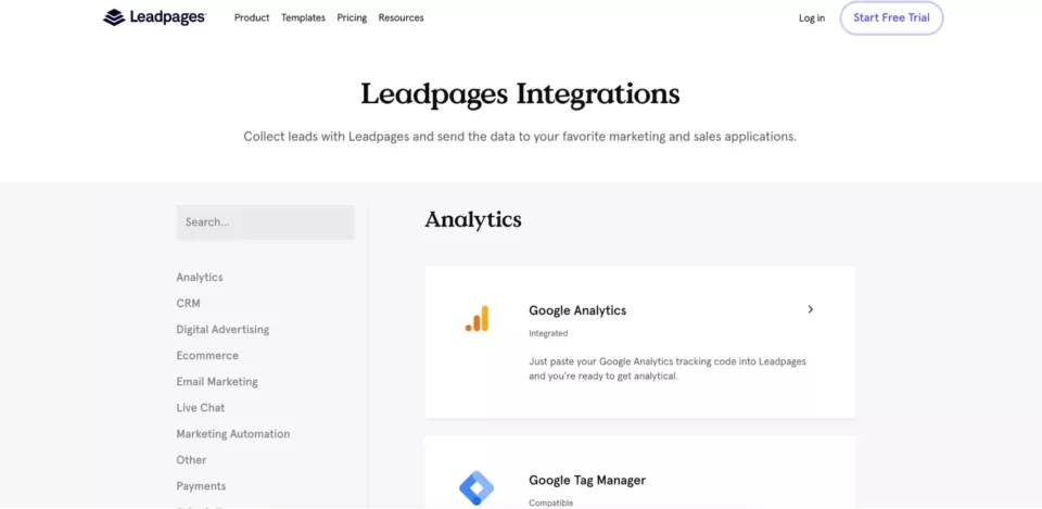 การรวม Leadpages