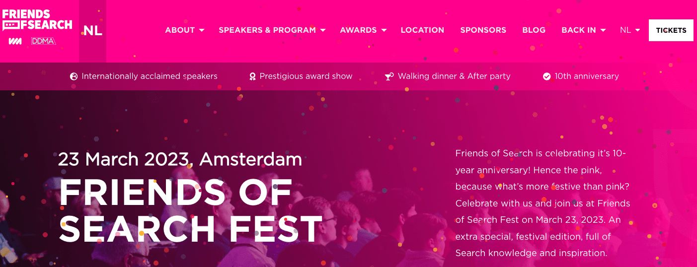 conferințe de marketing de conținut: Friends of Search Fest