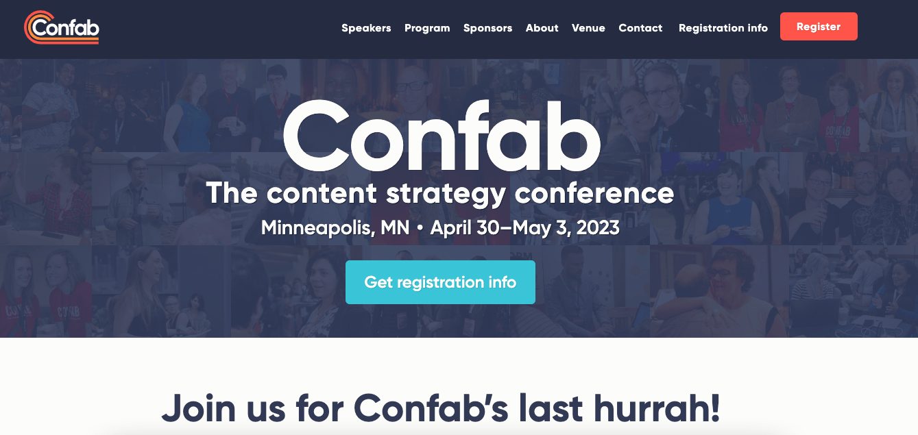 conferințe de marketing de conținut: Confab 2023