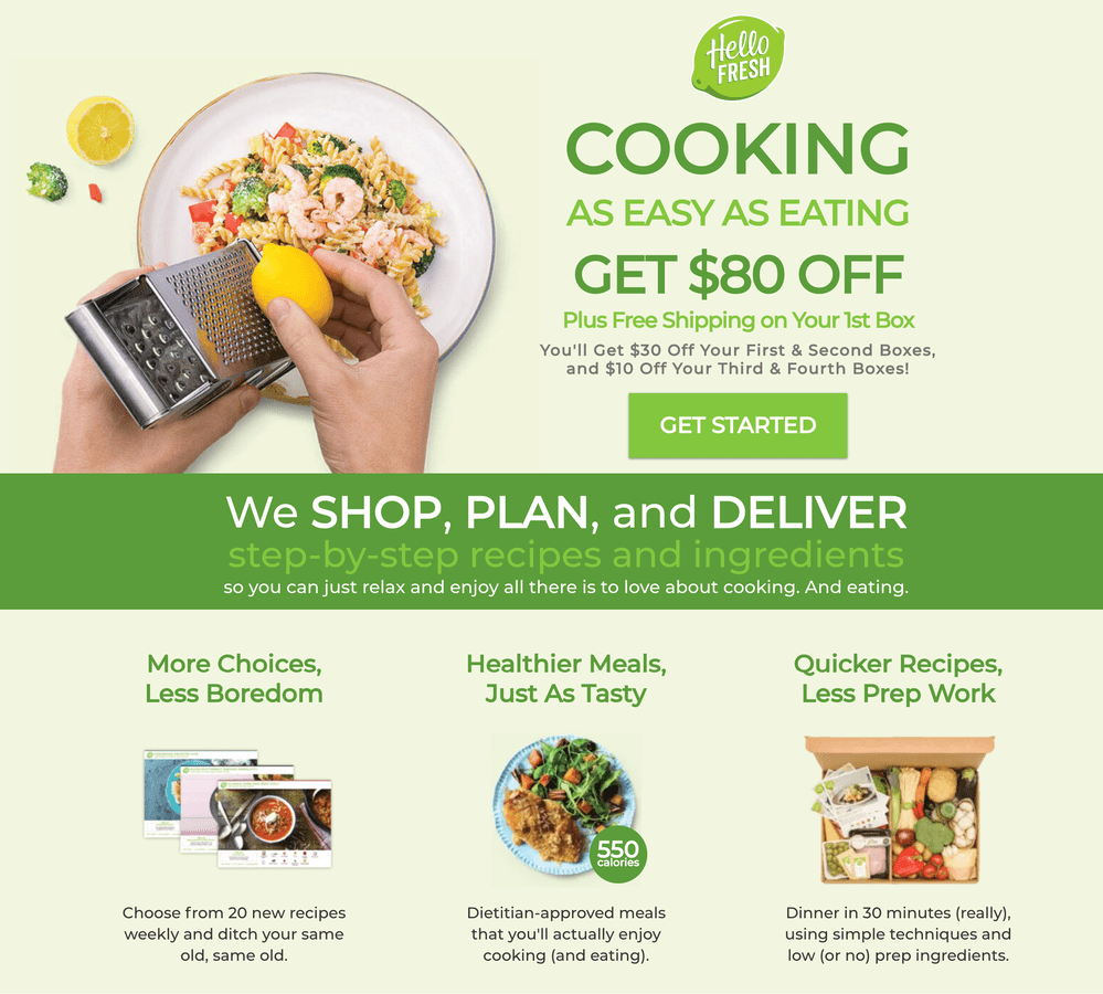 Çevrimiçi dönüştürme Hellofresh tıklama örneği
