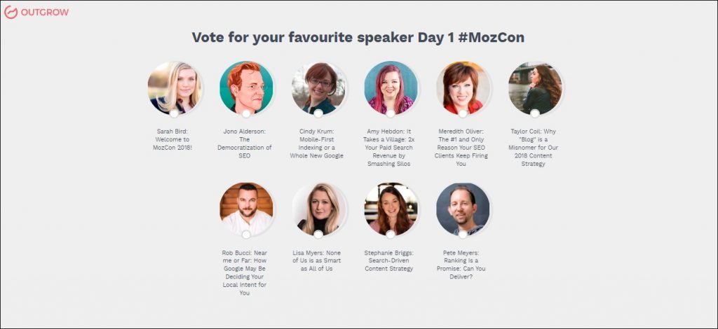 enquete dos palestrantes da MozCon
