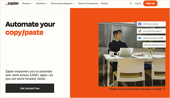 زابير - السحب Zapier homepage