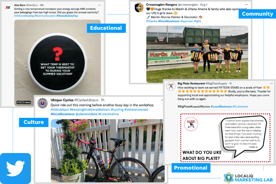 marketing en redes sociales locales - ideas para publicaciones en twitter