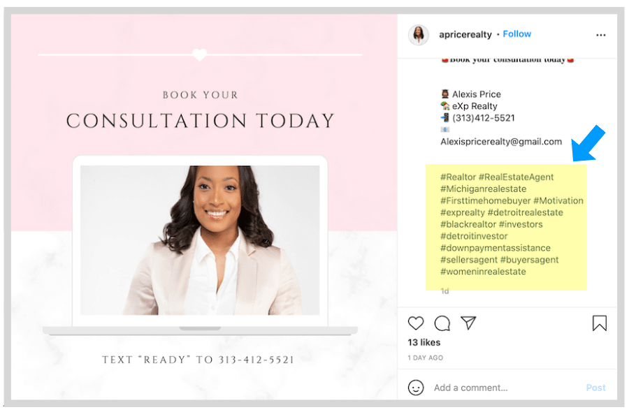 consejos de marketing en redes sociales locales: ejemplo de hashtags variados