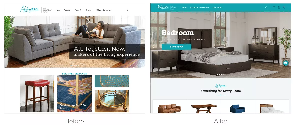 Esempio di riprogettazione web di Abbyson
