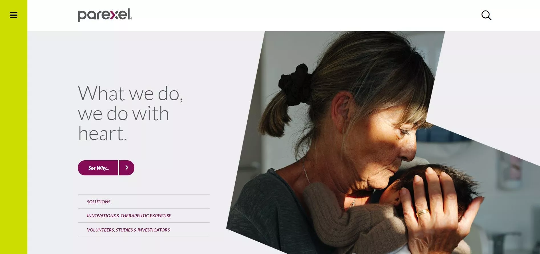 Pagina di esempio del sito Web Parexel