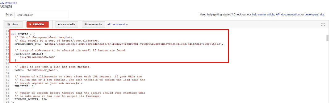 Script di Google Ads per il controllo dei collegamenti