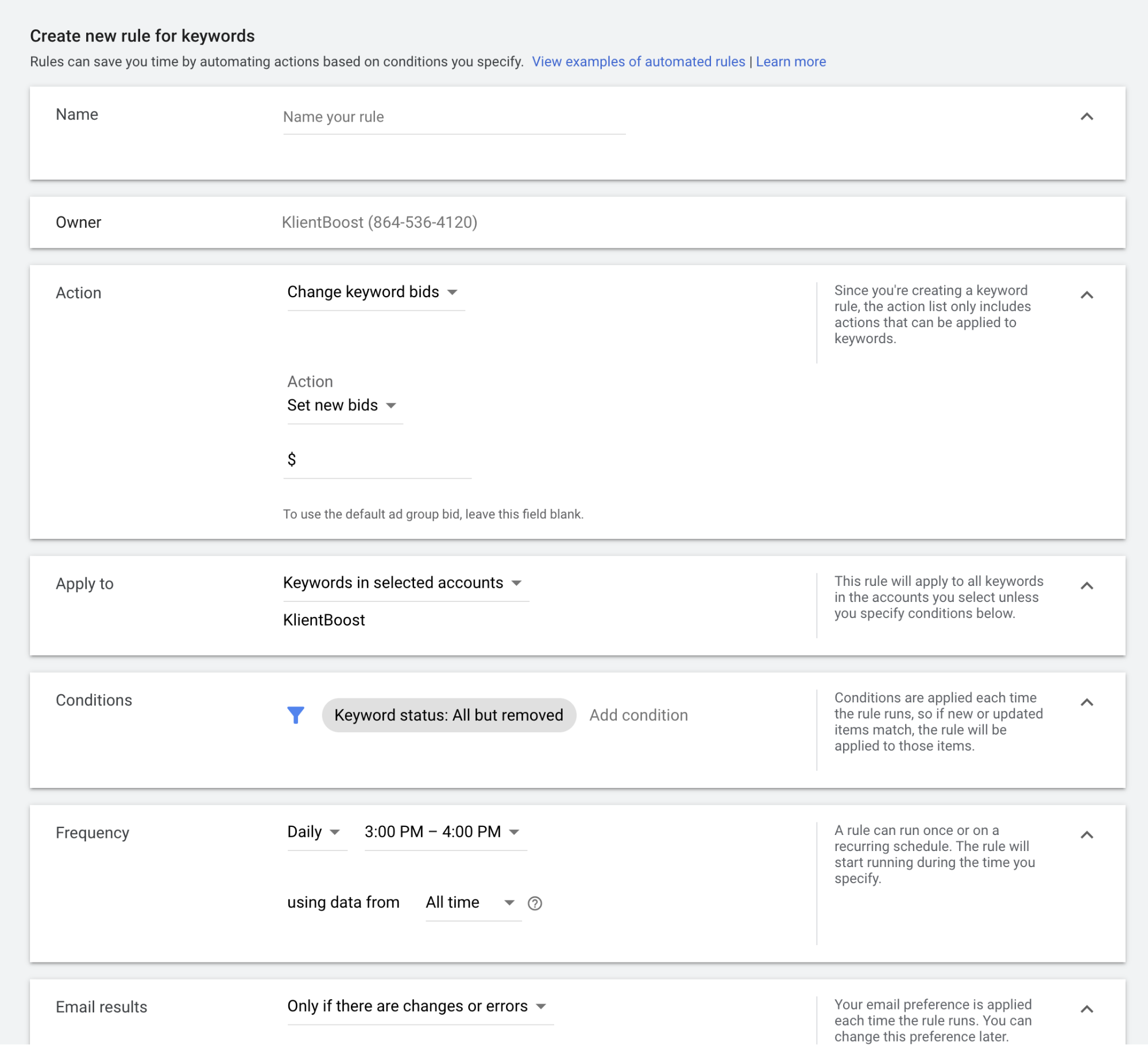 membuat aturan di Google Ads