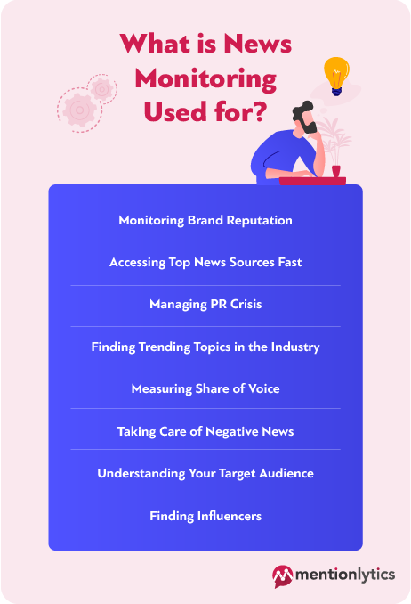 8 motivi per utilizzare il monitoraggio delle notizie Infografica