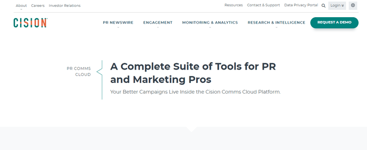 Home page di Cision Comms Cloud