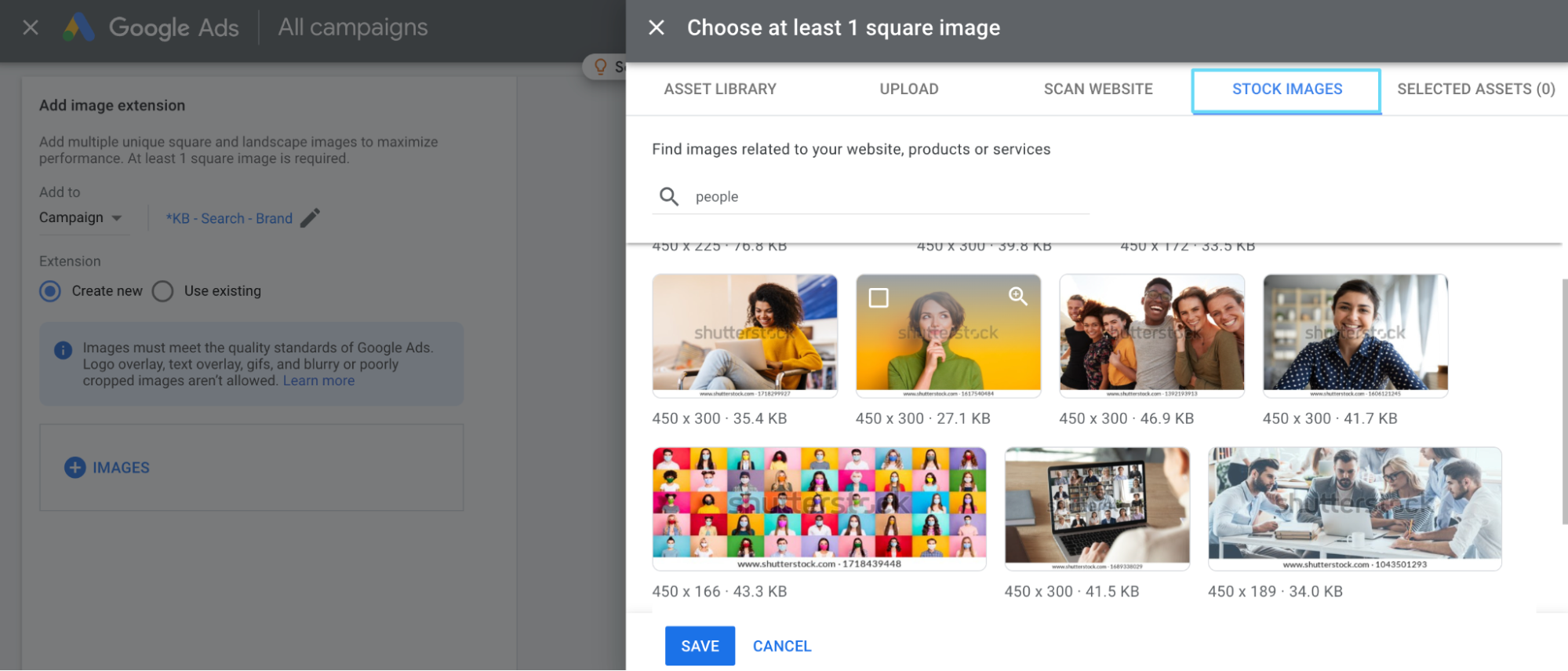 image extensions image selection