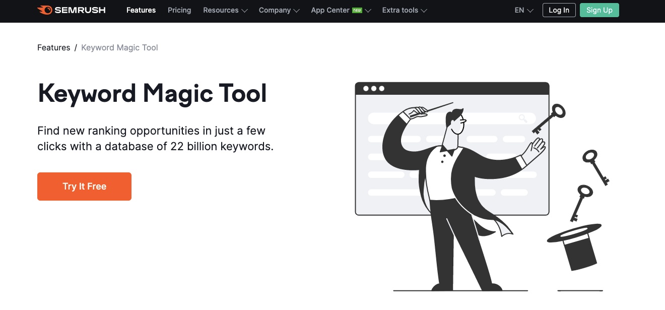 Бесплатные инструменты для исследования ключевых слов: инструмент Semrush Keyword Magic