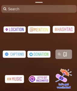 opciones de menú de instagram