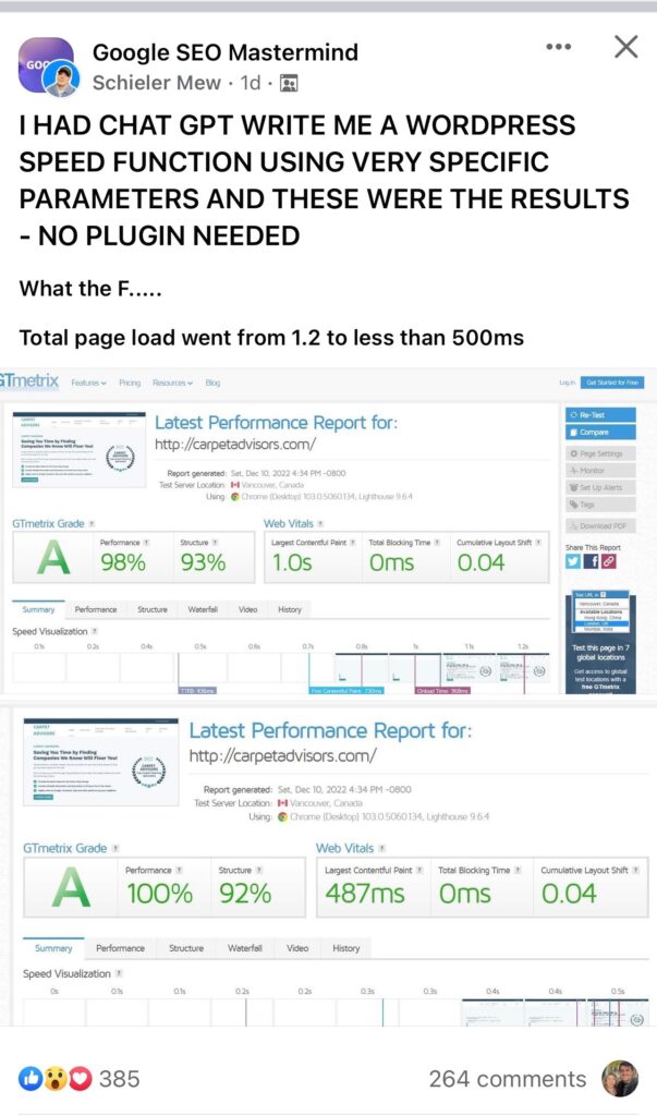 napisać funkcję szybkości wordpress