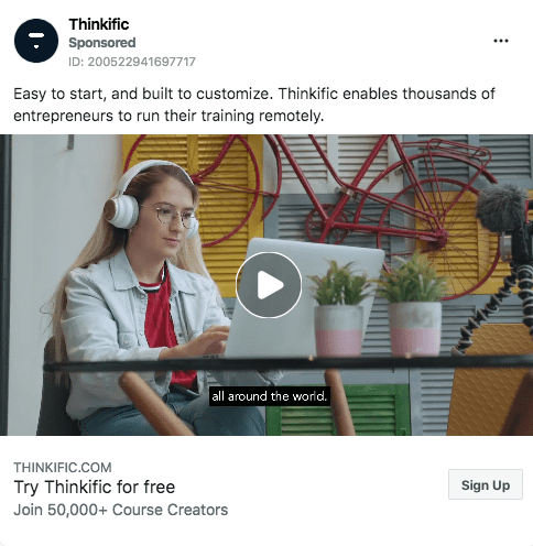 Thinkific sponsorlu içerik örneği