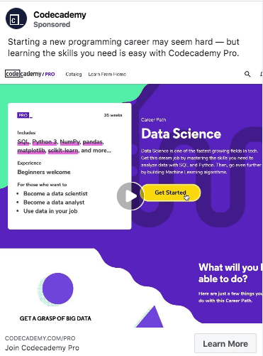 Codeacademy reklam örneği