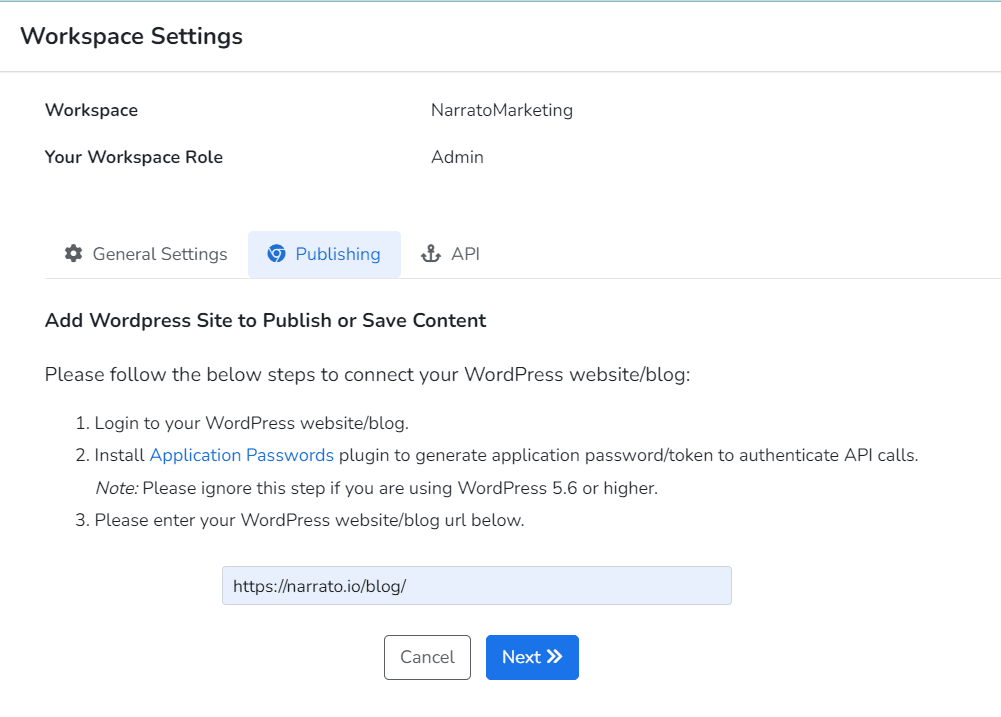 Narrato でのコンテンツ発行の自動化 - WordPress 統合