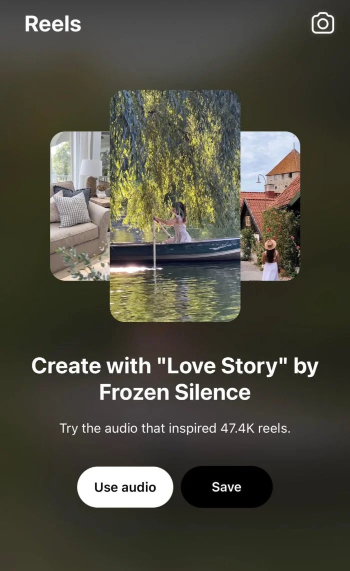 tren audio untuk gulungan di tangkapan layar instagram