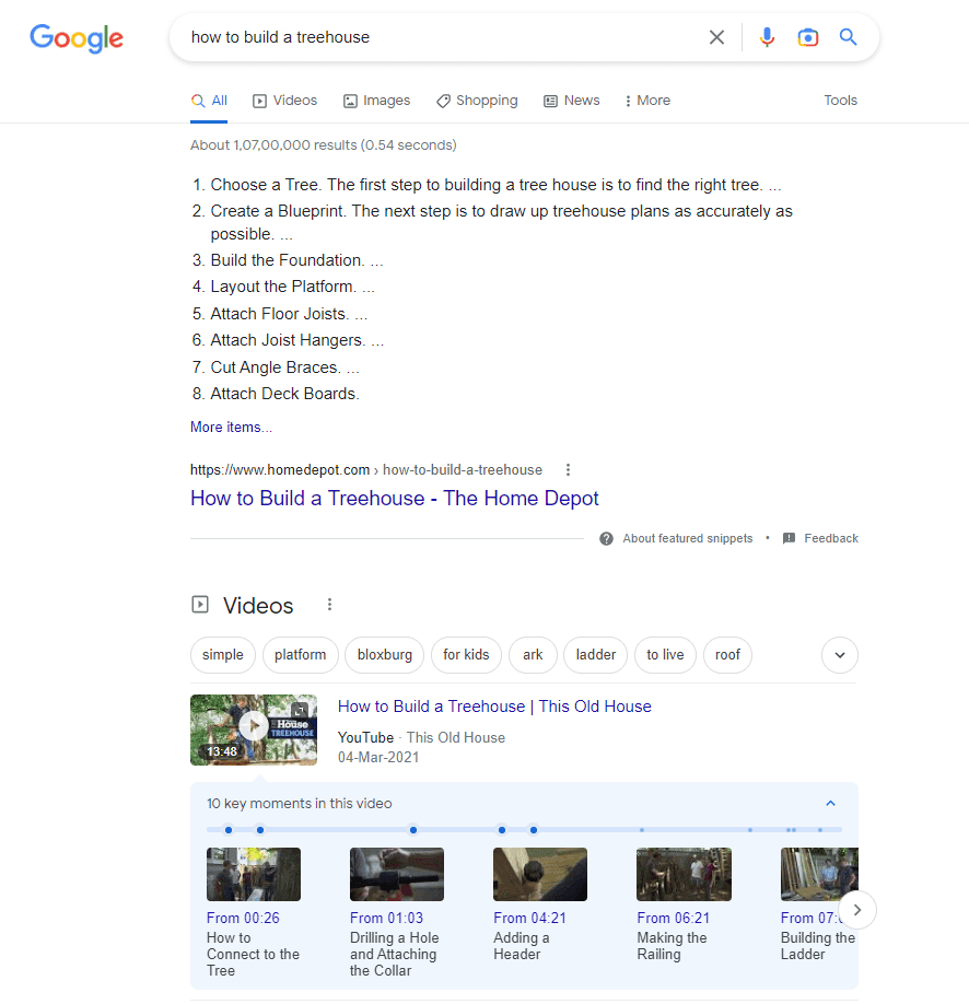 SEO 전략의 동영상 콘텐츠 - Google 검색의 동영상 순위