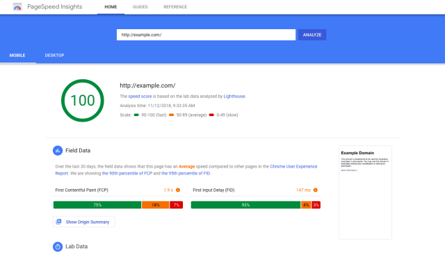 GoogleのPageSpeedInsightsツール