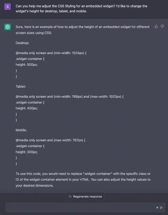 ใช้ ChatGPT สำหรับสไตล์ CSS