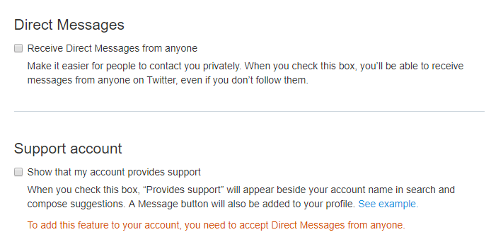 Twitter DM-Schaltfläche Geschäft hinzufügen