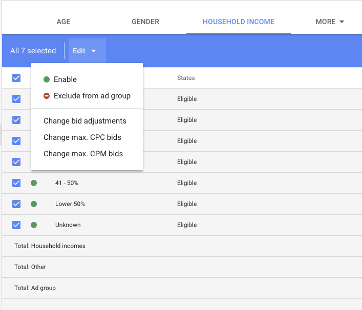 AdWords 収入目標の調整