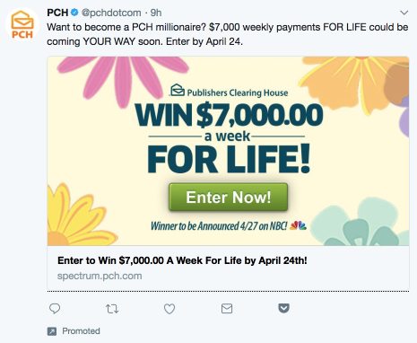 Annuncio del sito Web con immagine della scheda del sito Web di Twitter
