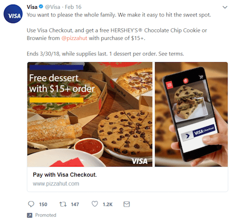 Carta del sito Twitter Visa