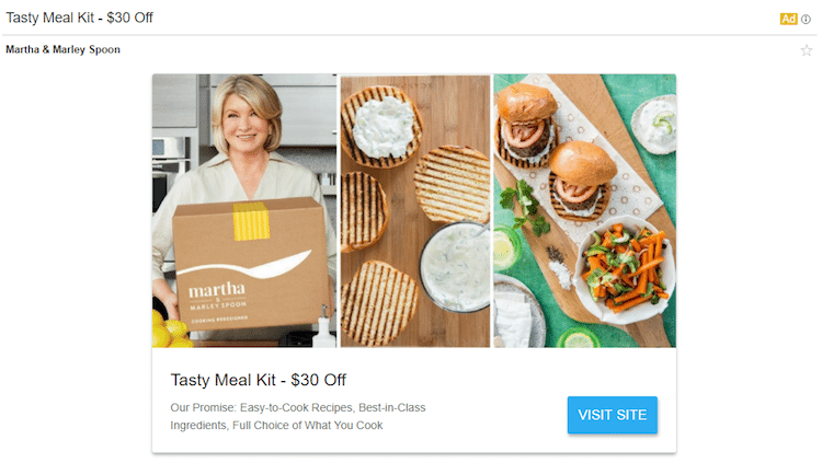 Esempio di immagini degli annunci Gmail Martha Stewart
