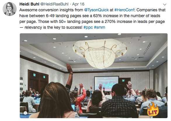 Captura de ecran arată informațiile de la Tyson Quick la Hero Conference