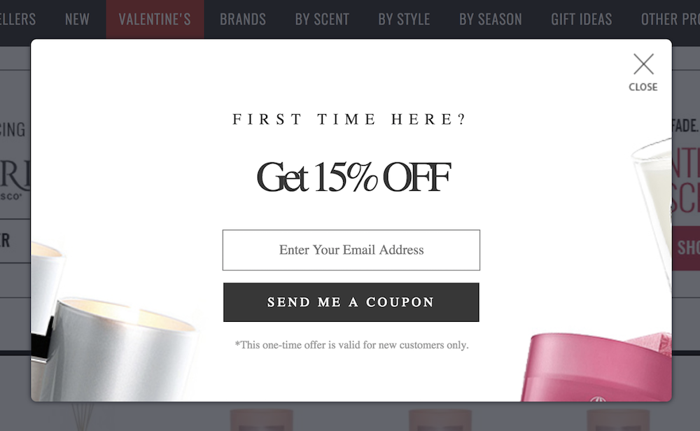 pop-up de personalizare a site-ului web
