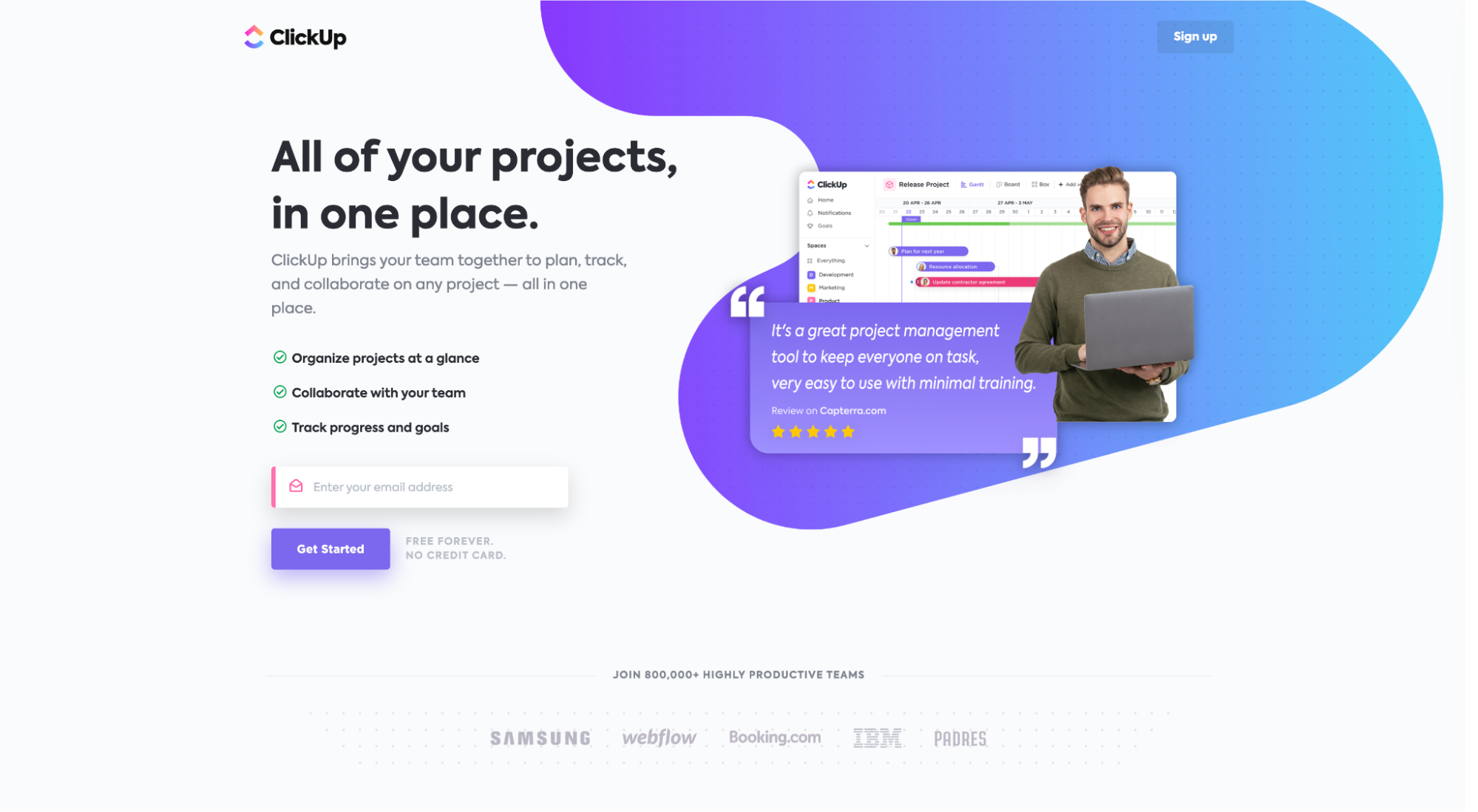 ClickUp 방문 페이지